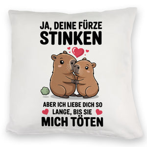 Capybara Pärchen Kissen - Ja, deine Fürze STINKEN