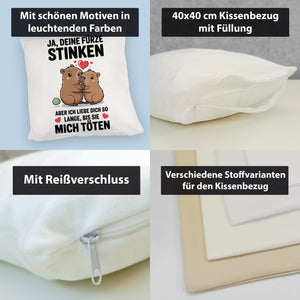 Capybara Pärchen Kissen - Ja, deine Fürze STINKEN