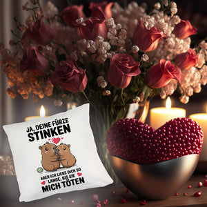 Capybara Pärchen Kissen - Ja, deine Fürze STINKEN