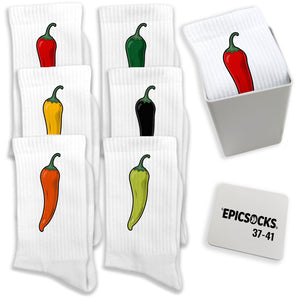 epicsocks Chili Lover Socken in 37-41 im 6er Set in Geschenkdose im 6er Set in Geschenkbox