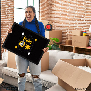 Osterhase Fußmatte in 35x50 cm mit Spruch: Frohe Ostern