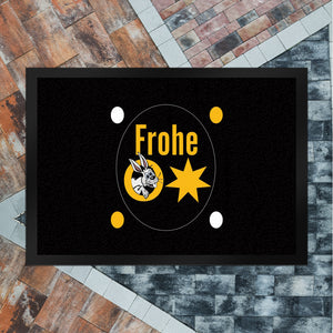Osterhase Fußmatte in 35x50 cm mit Spruch: Frohe Ostern