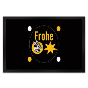 Osterhase Fußmatte in 35x50 cm mit Spruch: Frohe Ostern