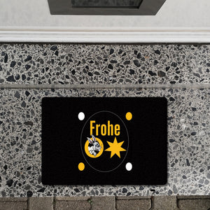 Osterhase Fußmatte in 35x50 cm ohne Rand mit Spruch: Frohe Ostern