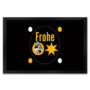 Osterhase Fußmatte in 35x50 cm mit Spruch: Frohe Ostern