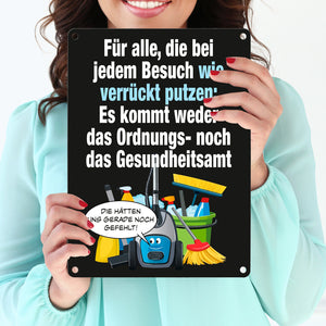 Haushalt Metallschild in 15x20 cm mit Spruch: Besuch ist kein Gesundheitsamt