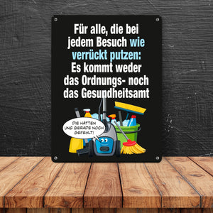 Haushalt Metallschild in 15x20 cm mit Spruch: Besuch ist kein Gesundheitsamt