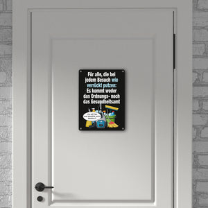Haushalt Metallschild in 15x20 cm mit Spruch: Besuch ist kein Gesundheitsamt