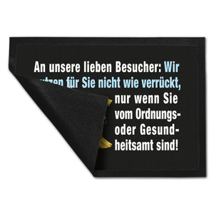 Hausarbeit Fußmatte in 35x50 cm mit Spruch: Sauber, außer bei Amtbesuch!