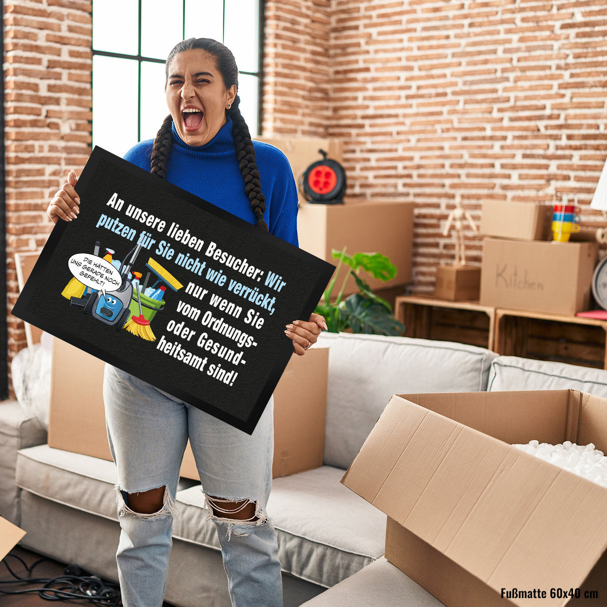 Hausarbeit Fußmatte in 35x50 cm mit Spruch: Sauber, außer bei Amtbesuch!