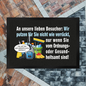 Hausarbeit Fußmatte in 35x50 cm mit Spruch: Sauber, außer bei Amtbesuch!