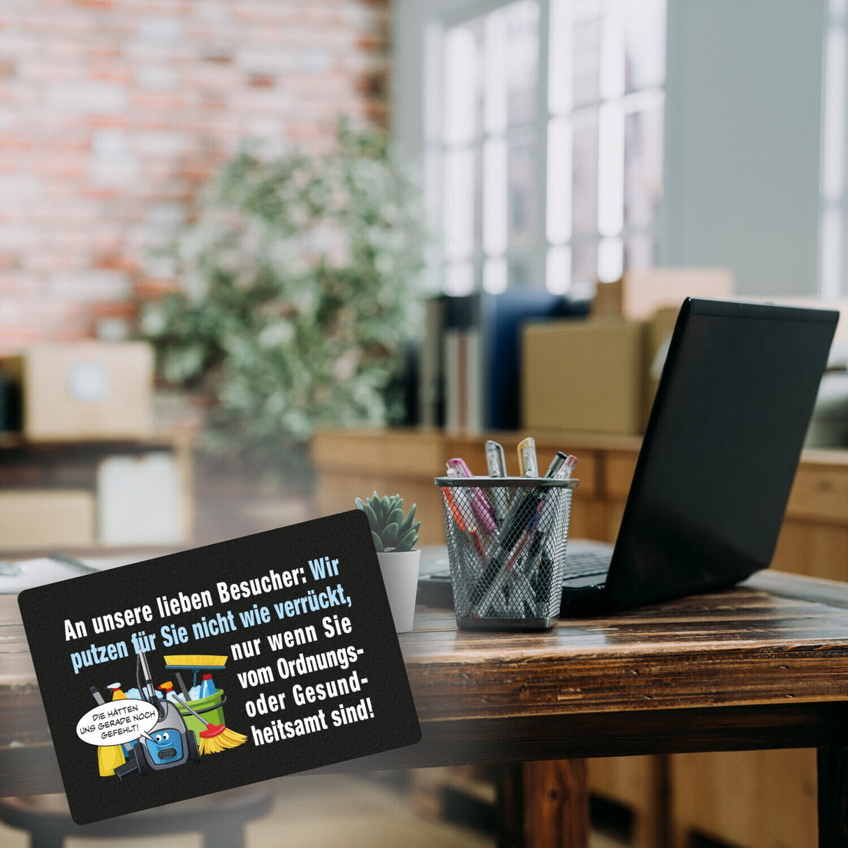 Hausarbeit Fußmatte in 35x50 cm ohne Rand mit Spruch: Sauber, außer bei Amtbesuch!