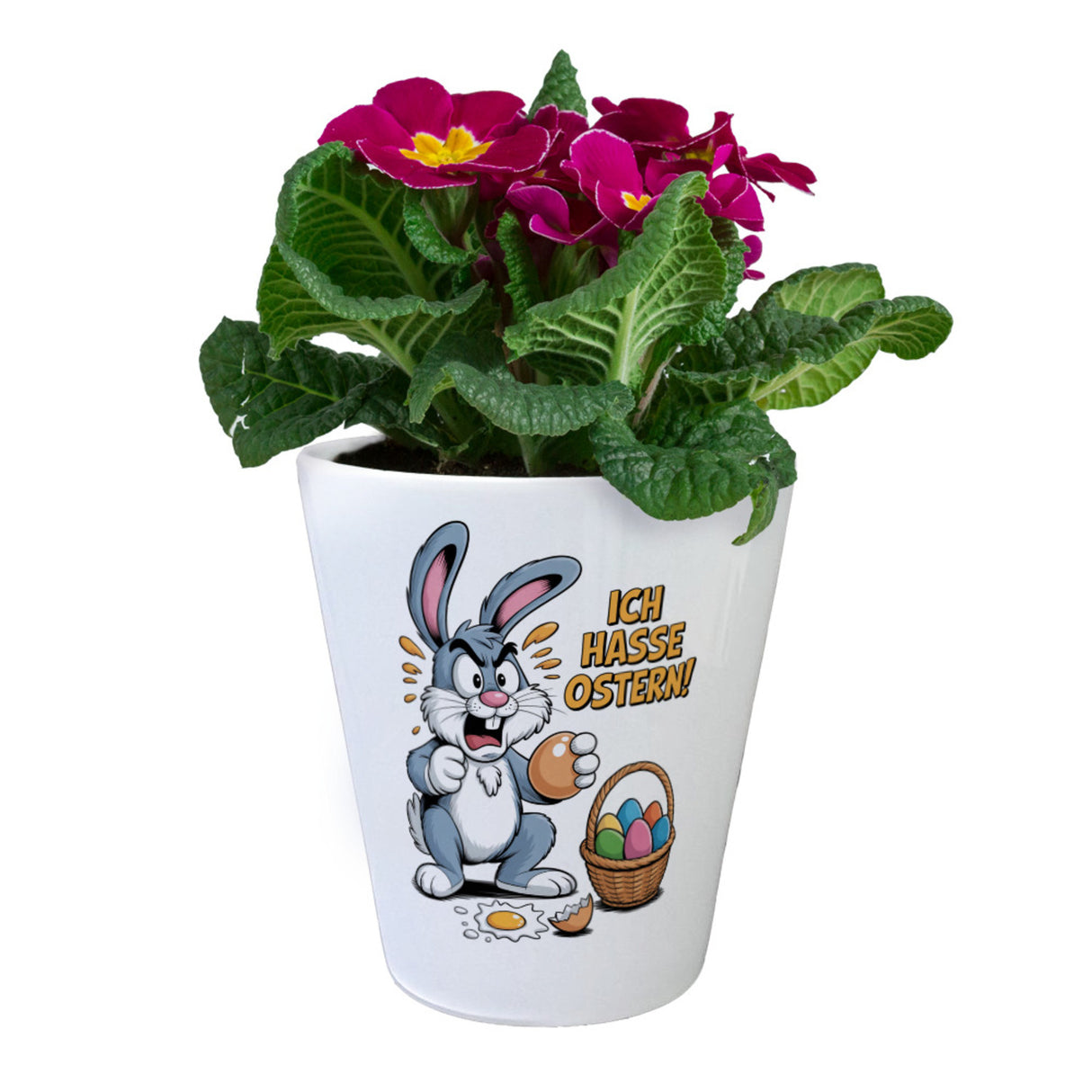 Ich hasse Ostern Blumentopf mit gestresstem Osterhasen