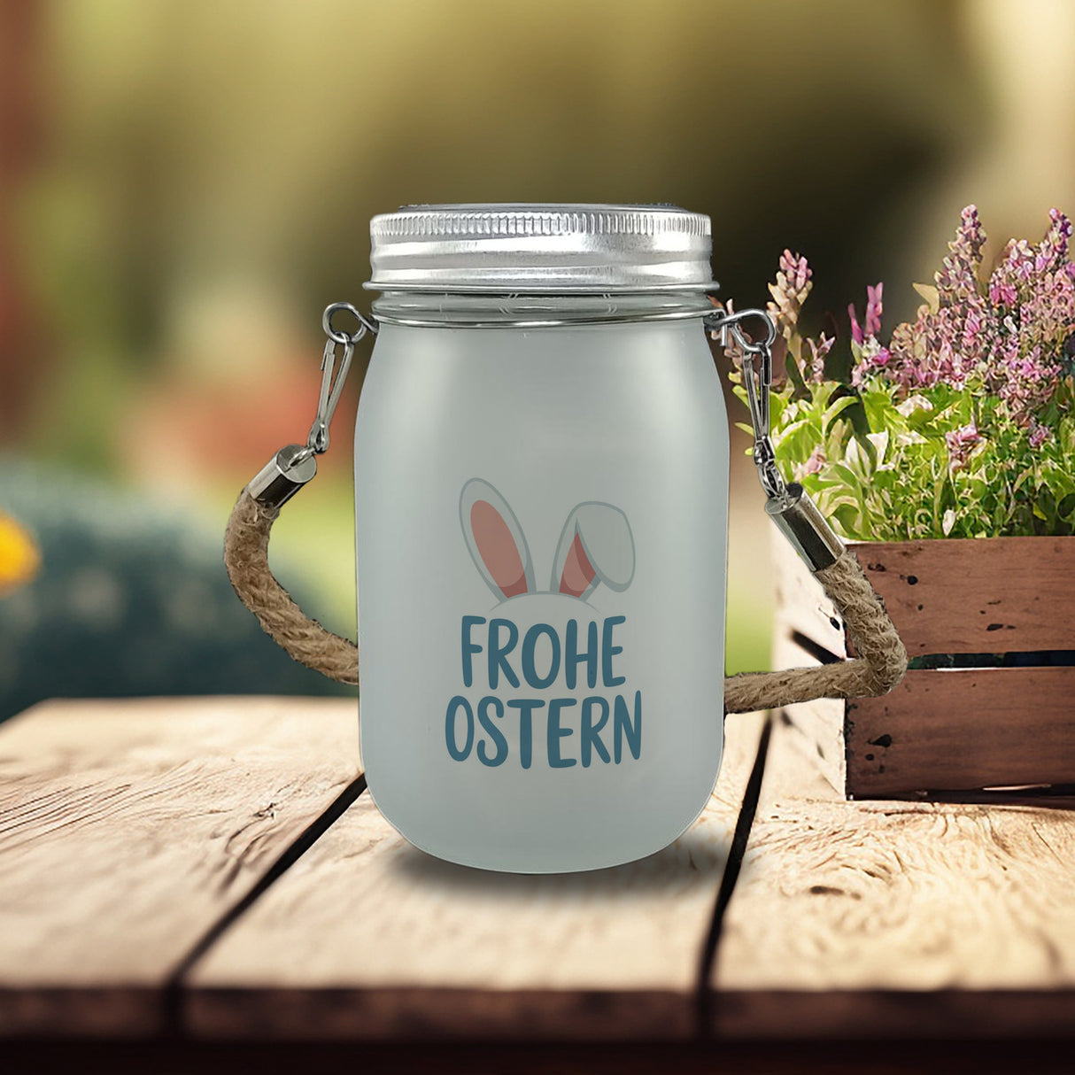 Frohe Ostern Solarlicht mit niedlichen Hasenohren