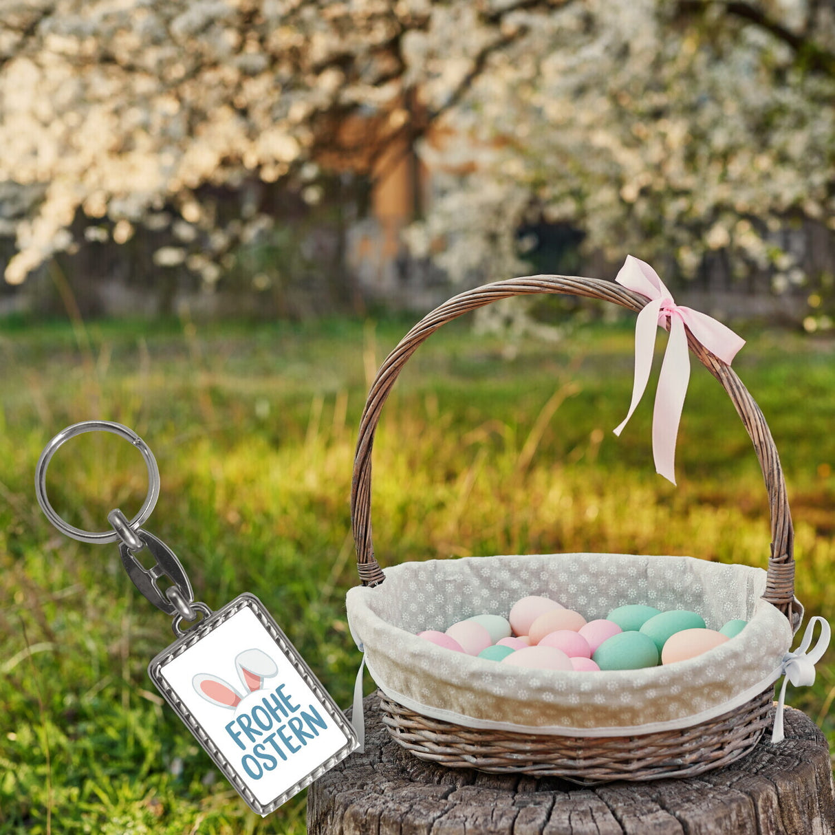 Frohe Ostern Schlüsselanhänger mit niedlichen Hasenohren
