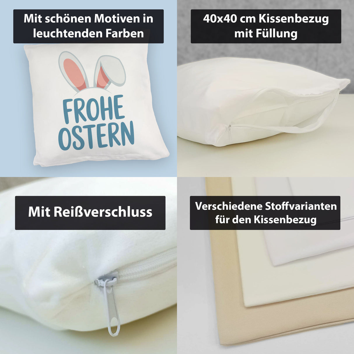 Frohe Ostern Kissen mit niedlichen Hasenohren