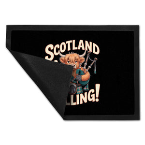 Scotland is calling! Fußmatte in 35x50 cm mit Highland-Kuh-Motiv