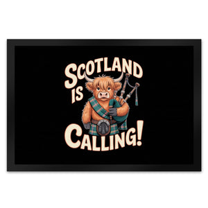 Scotland is calling! Fußmatte in 35x50 cm mit Highland-Kuh-Motiv