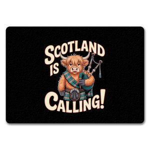 Scotland is calling! Fußmatte in 35x50 cm ohne Rand mit Highland-Kuh-Motiv