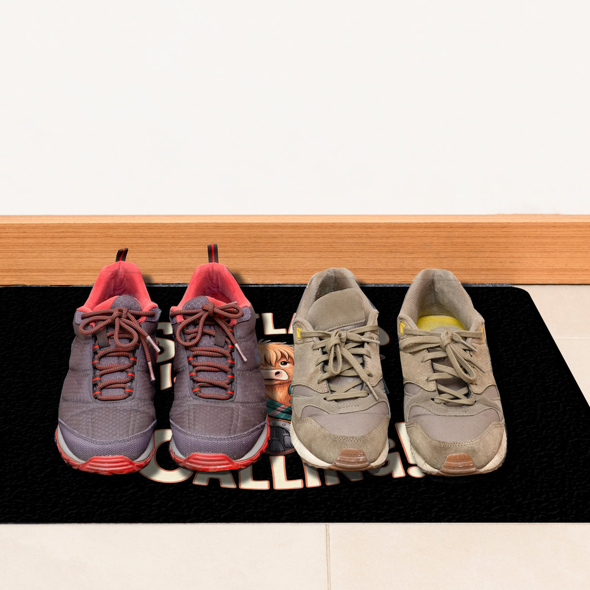 Scotland is calling! Fußmatte in 35x50 cm ohne Rand mit Highland-Kuh-Motiv