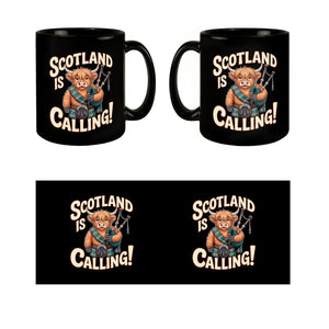 Scotland is calling! Tasse mit Highland-Kuh-Motiv