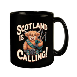 Scotland is calling! Tasse mit Highland-Kuh-Motiv