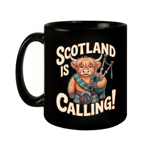 Scotland is calling! Tasse mit Highland-Kuh-Motiv