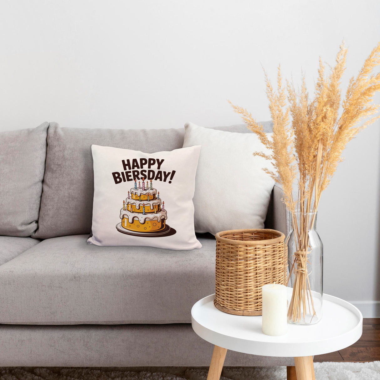 Bierkuchen Happy Biersday Kissen für Biertrinker zum Geburtstag