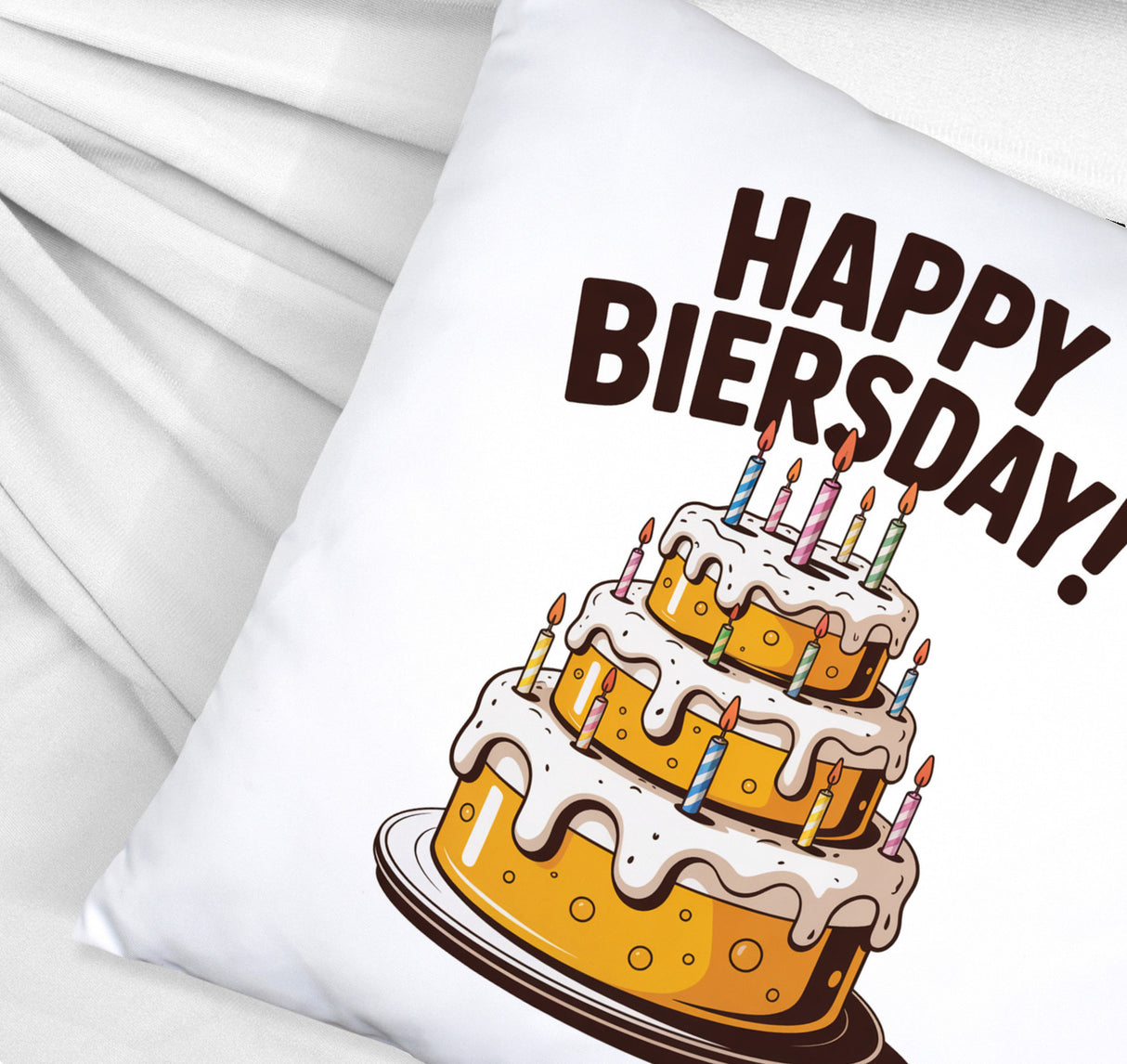 Bierkuchen Happy Biersday Kissen für Biertrinker zum Geburtstag
