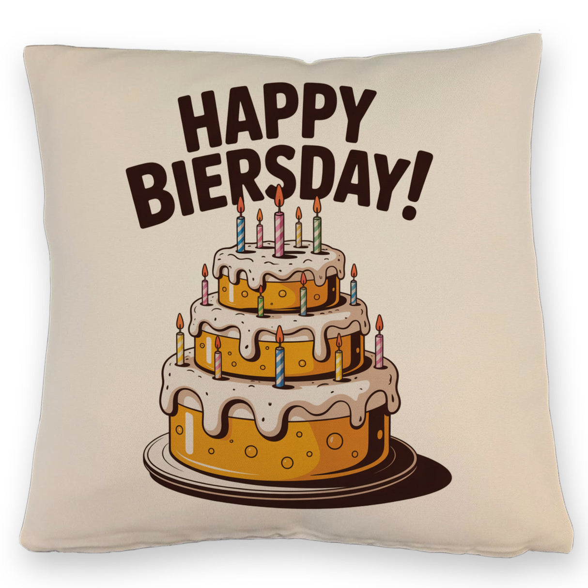 Bierkuchen Happy Biersday Kissen für Biertrinker zum Geburtstag