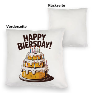 Bierkuchen Happy Biersday Kissen für Biertrinker zum Geburtstag