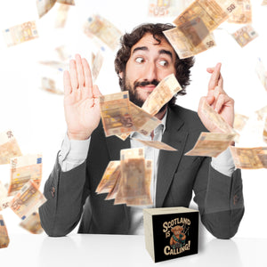 Scotland is calling! Spardose mit Highland-Kuh-Motiv