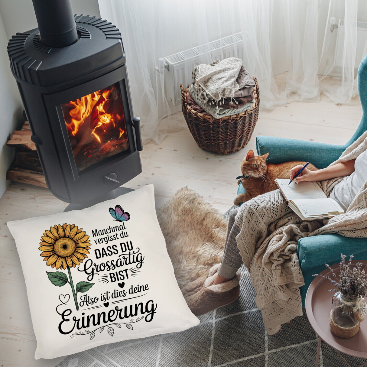 Du bist grossartig Kissen mit Sonnenblume