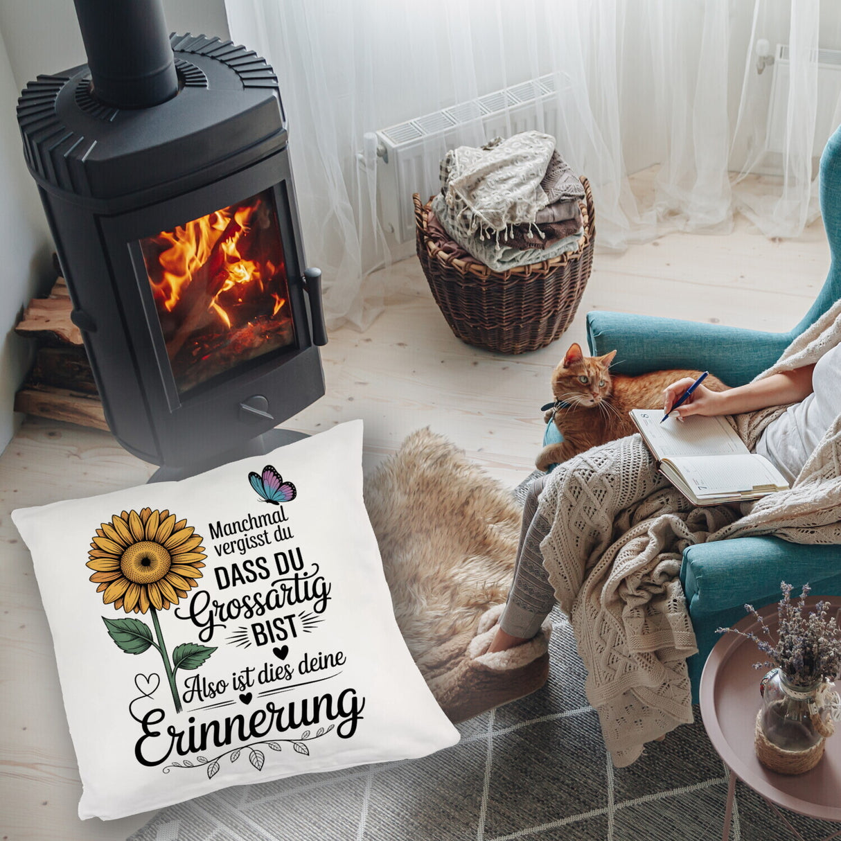 Du bist grossartig Kissen mit Sonnenblume