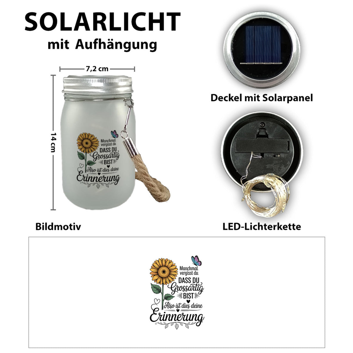 Du bist grossartig Solarlicht mit Sonnenblume