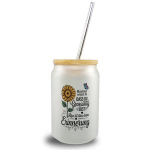 Du bist grossartig Trinkglas mit Bambusdeckel mit Sonnenblume