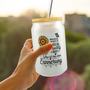 Du bist grossartig Trinkglas mit Bambusdeckel mit Sonnenblume