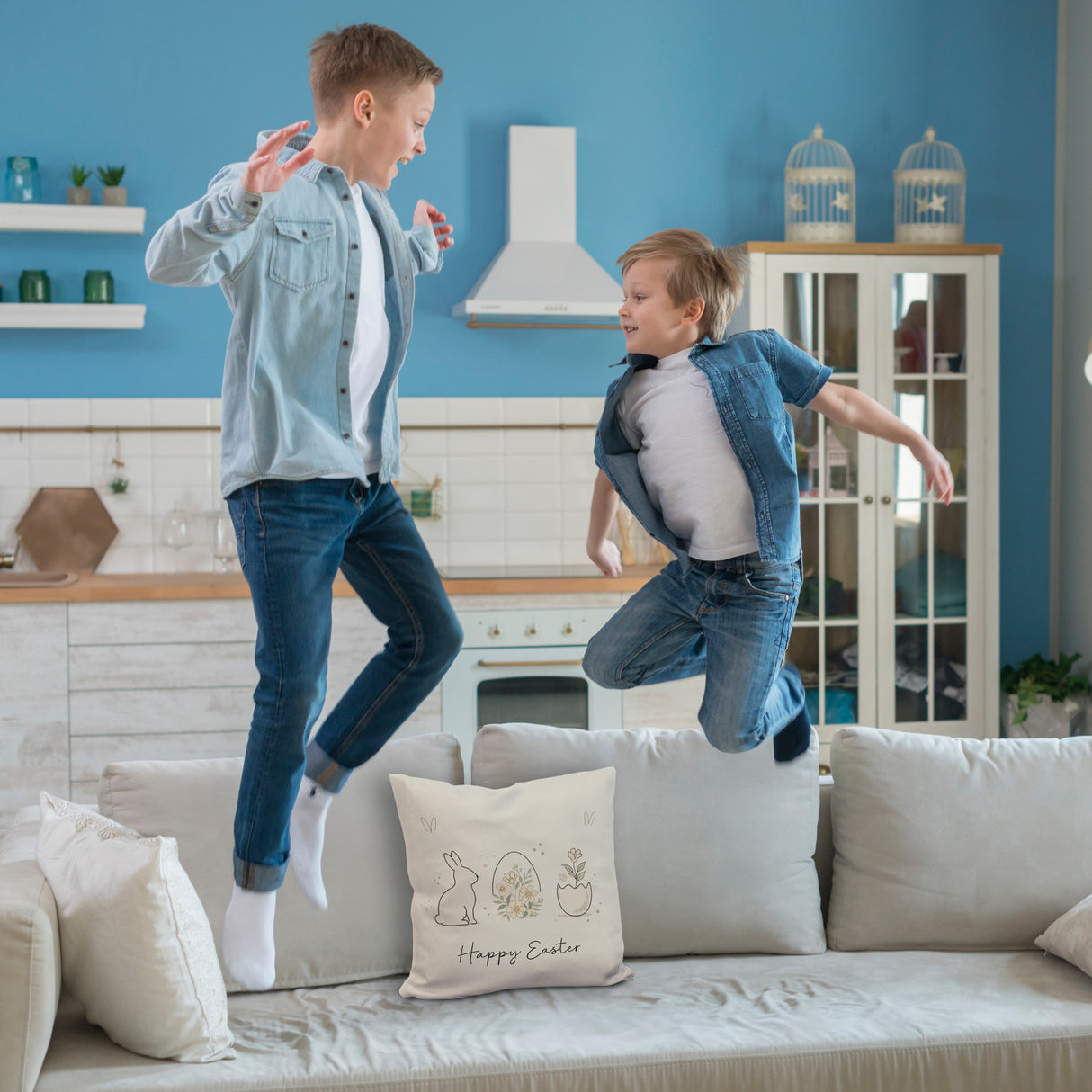 Happy Easter Kissen mit Hase Ei Design