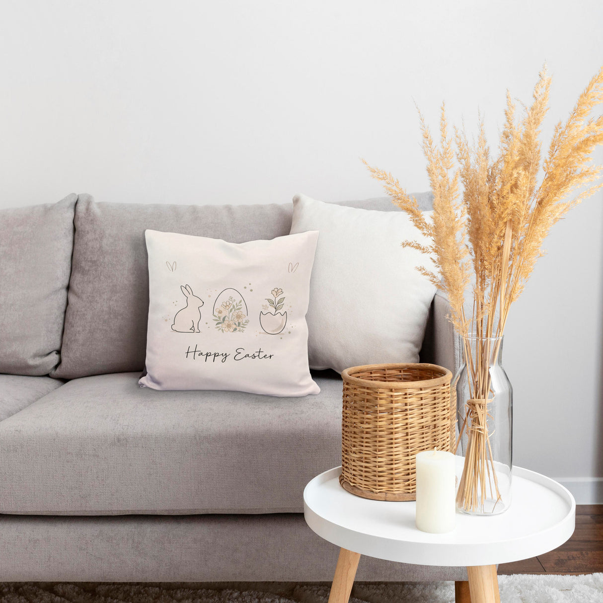 Happy Easter Kissen mit Hase Ei Design