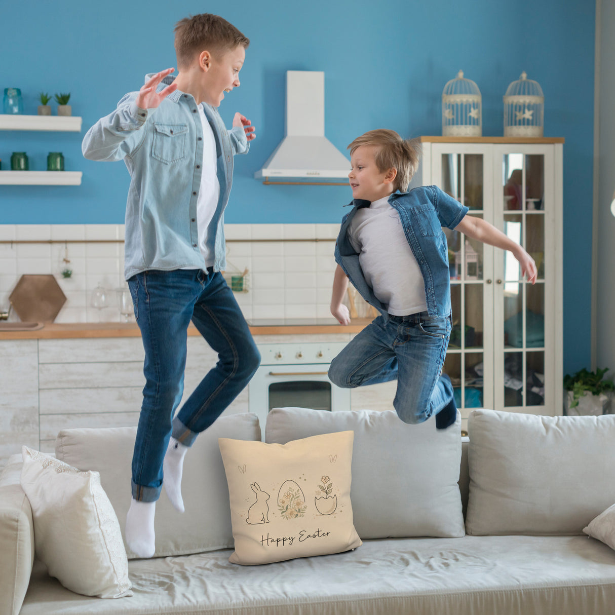 Happy Easter Kissen mit Hase Ei Design