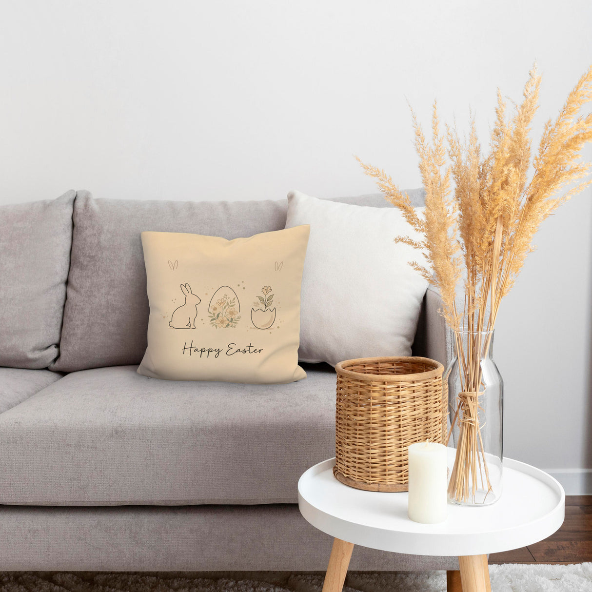 Happy Easter Kissen mit Hase Ei Design