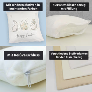 Happy Easter Kissen mit Hase Ei Design