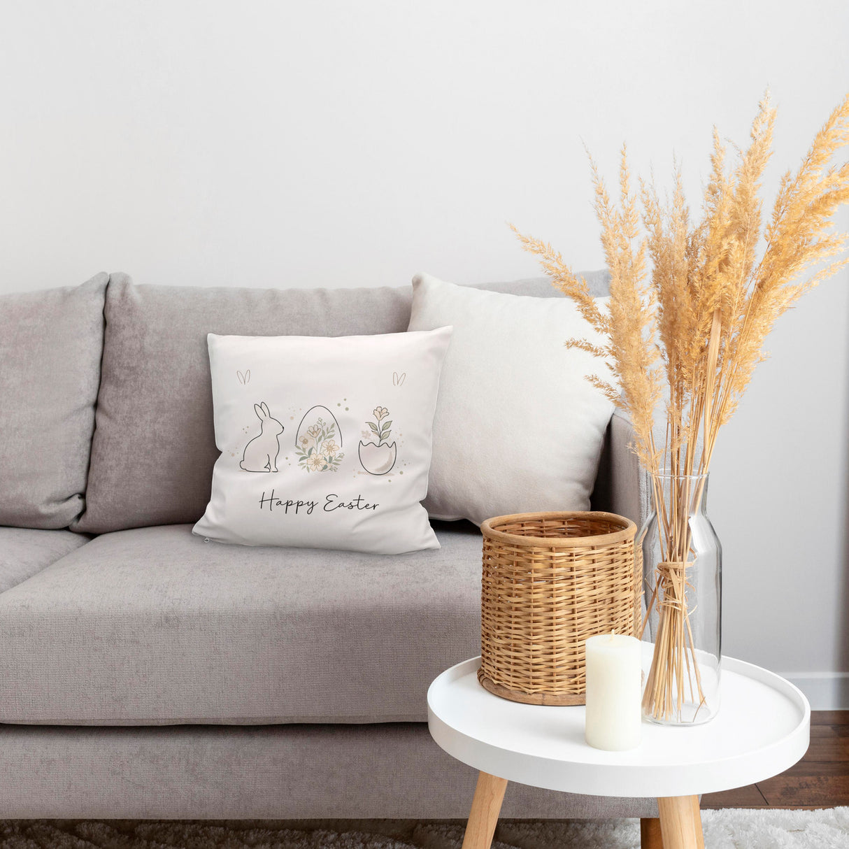 Happy Easter Kissen mit Hase Ei Design