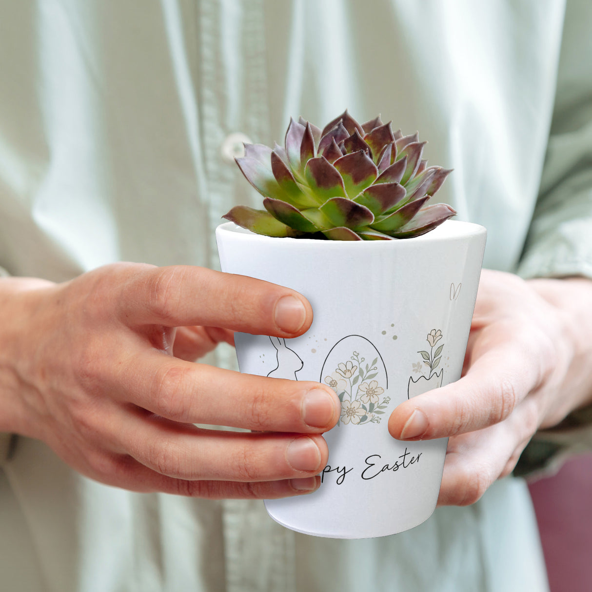 Happy Easter Blumentopf mit Hase Ei Design