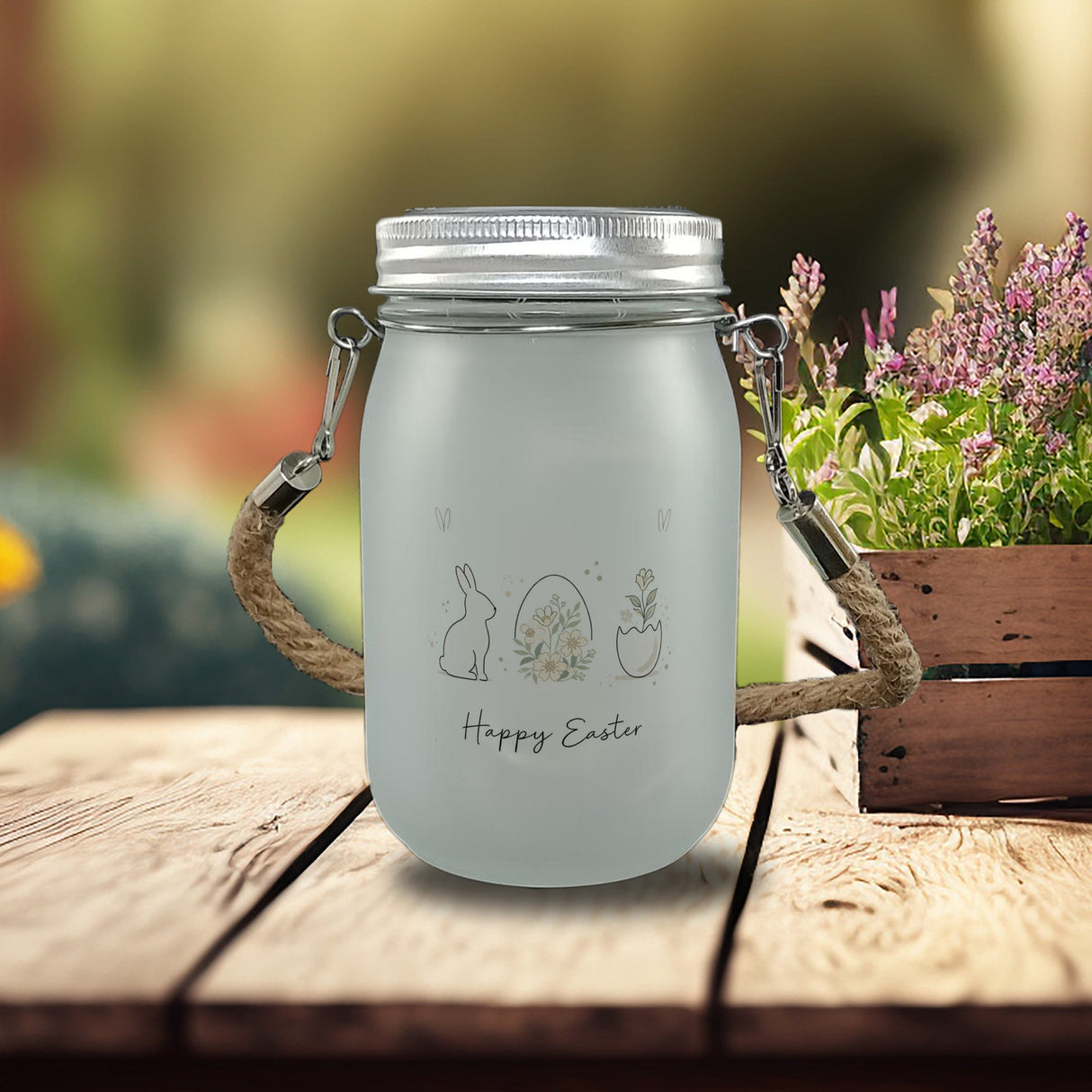 Happy Easter Solarlicht mit Hase Ei Design