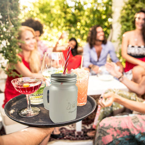 Happy Easter Trinkglas mit Bambusdeckel mit Hase Ei Design