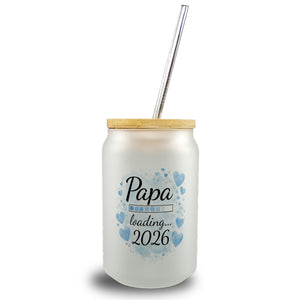 Papa loading... 2026 Trinkglas mit Bambusdeckel für werdende Väter