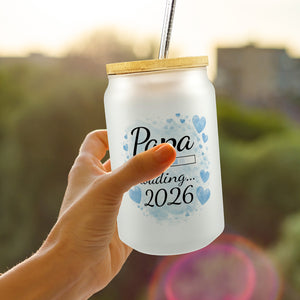 Papa loading... 2026 Trinkglas mit Bambusdeckel für werdende Väter