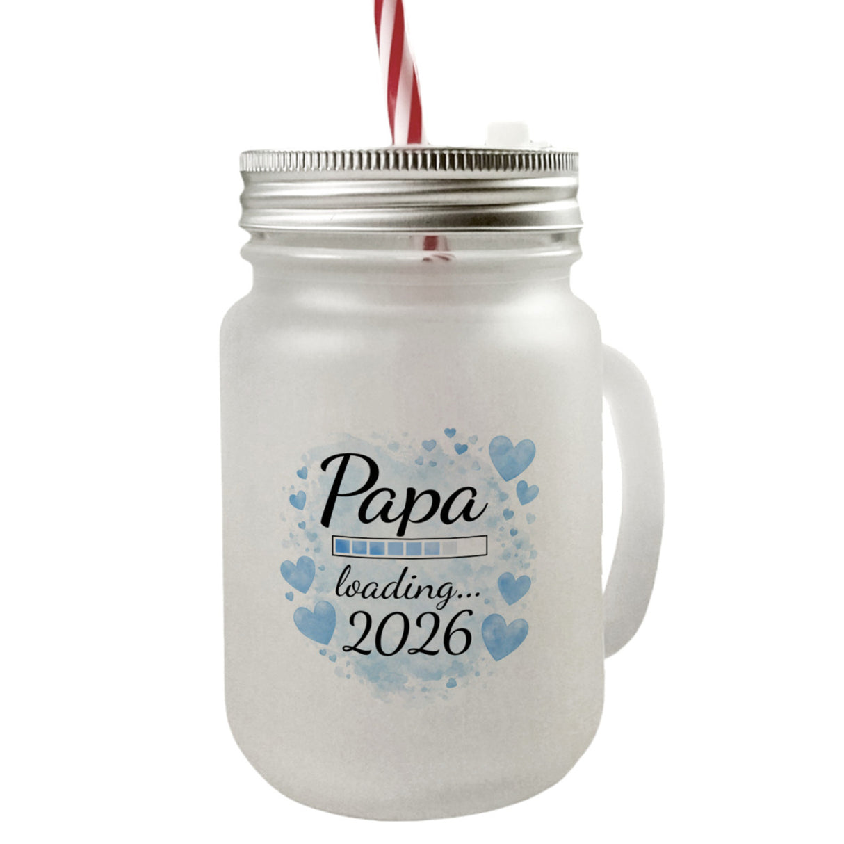 Papa loading... 2026 Trinkglas mit Bambusdeckel für werdende Väter