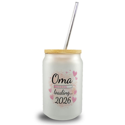 Rosa Herzen Oma Trinkglas mit Bambusdeckel Oma loading... 2026